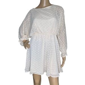 Lumiere Urban Outfitters cream dot long sleeve dress NWT small